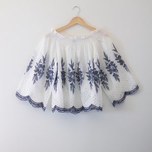 Coco Carmen 100% Cotton Off-the-Shoulder Embroidered Eyelet Top White Size S/M